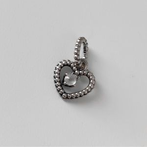 Authentic Pandora April Birthstone Heart Dangle Charm